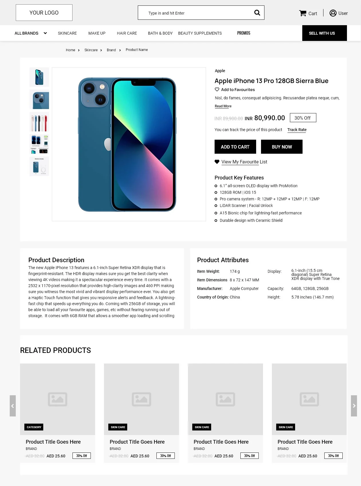 Product page wireframe new